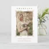 Trendy Chic Golden Lace Romantic Afstuderen Foto Kaart (Staand voorkant)