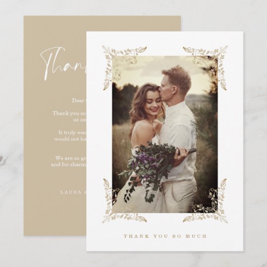 Trendy Chic Golden Lace Thank You Wedding Guests (Voorkant / Achterkant)