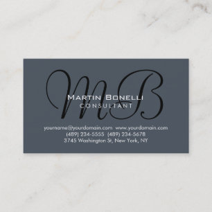 Trendy Chic Gray Monogram Consultant Visitekaartje
