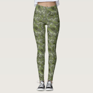 Trendy Chic Green Militaire Camo Abstract Patroon Leggings