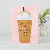 Trendy Chic Iced Coffee Pink Birthday Party Kaart (Staand voorkant)