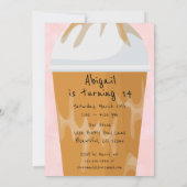 Trendy Chic Iced Coffee Pink Birthday Party Kaart (Achterkant)