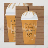 Trendy Chic Iced Coffee Wood Birthday Party Kaart (Voorkant / Achterkant)