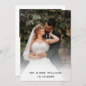 Trendy Chic Klassiek Bruid En Bruidegom Huwelijksf Bedankkaart (Voorkant / Achterkant)