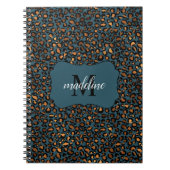 Trendy Chic Leopard Pattern Monogram Naam Spiral Notitieboek (Voorkant)