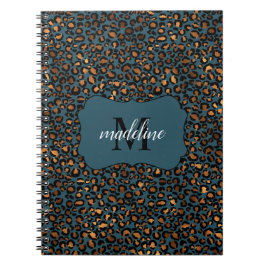 Trendy Chic Leopard Pattern Monogram Naam Spiral Notitieboek