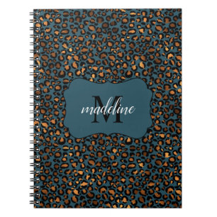 Trendy Chic Leopard Pattern Monogram Naam Spiral Notitieboek