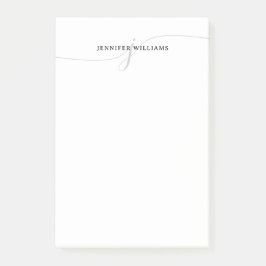 Trendy Chic Minimalist Black Grey Script Monogram Post-it® Notes