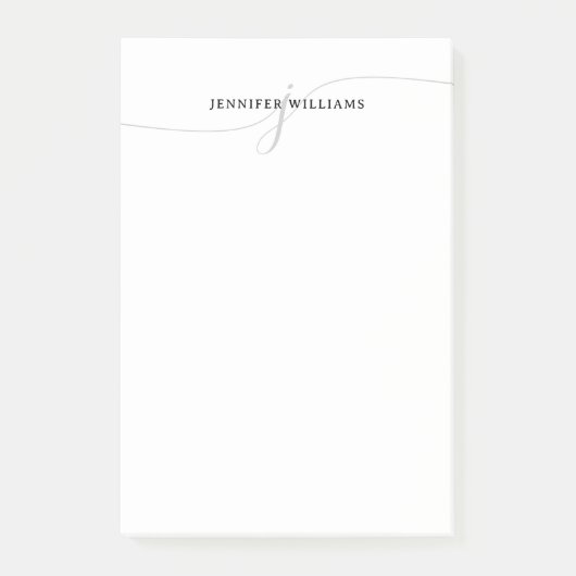 Trendy Chic Minimalist Black Grey Script Monogram Post-it® Notes (Voorkant)