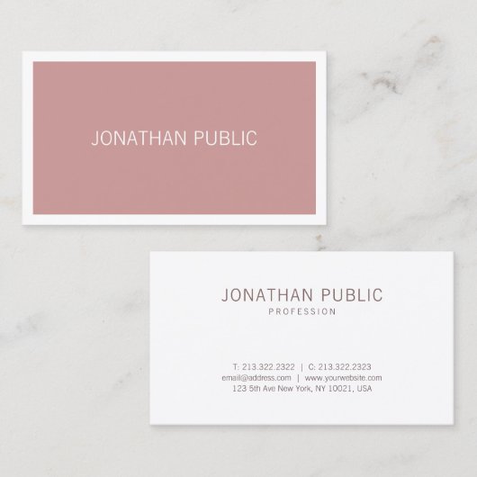 Trendy Chic Minimalist Design Clean Plain Elegant Visitekaartje (Voorkant / Achterkant)