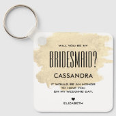 Trendy Chic Modern Gold Blush Bridesmaid Proposal Sleutelhanger (Voorkant)