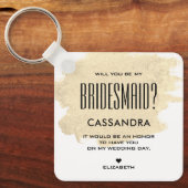 Trendy Chic Modern Gold Blush Bridesmaid Proposal Sleutelhanger (Voorkant)