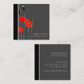 Trendy Chic Modern Red Floral Designer Stylist Vierkante Visitekaartje (Voorkant / Achterkant)