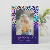 Trendy Chic Moderne Luipaard Foto Afstuderen Aankondiging (Staand voorkant)