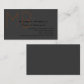 Trendy chic monogram zwart grijs visitekaartje (Voorkant / Achterkant)