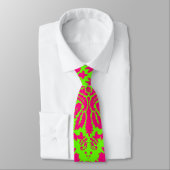 Trendy Chic Neon Damask Pink over Groen Stropdas (Gebonden)