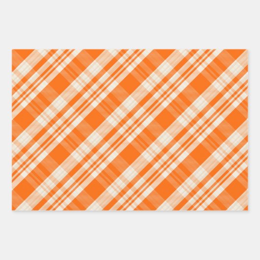 Trendy & Chic Orange & Cream Plaid Patterns Inpakpapier Vel (Voorkant 3)
