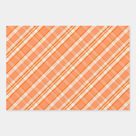 Trendy & Chic Orange & Cream Plaid Patterns Inpakpapier Vel
