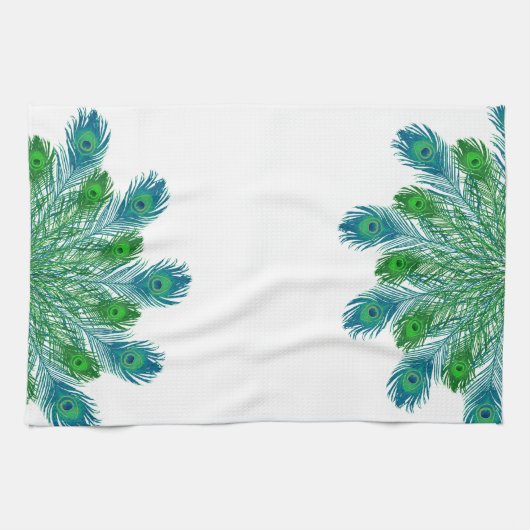 Trendy Chic Peacock Feathers Theedoek (Horizontaal)