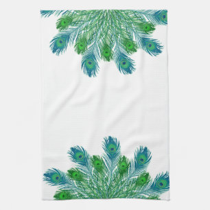 Trendy Chic Peacock Feathers Theedoek