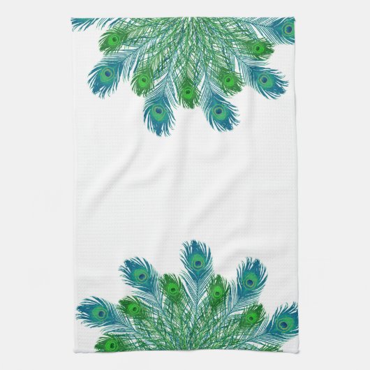 Trendy Chic Peacock Feathers Theedoek (Verticaal)