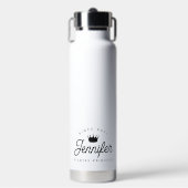 Trendy Chic Pilates Prinses Zwarte Typografie Waterfles (Voorkant)