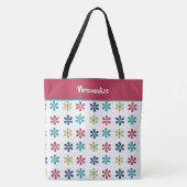 Trendy Chic Pink Blue Glitter Flowers Girly Cute Tote Bag (Voorkant)