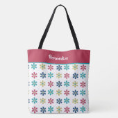 Trendy Chic Pink Blue Glitter Flowers Girly Cute Tote Bag (Achterkant)