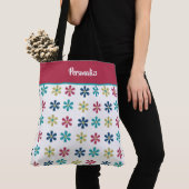 Trendy Chic Pink Blue Glitter Flowers Girly Cute Tote Bag (Dichtbij)