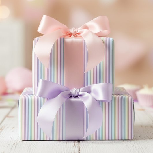 Trendy Chic Rainbow Stripes Cadeaupapier