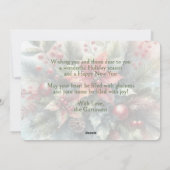 Trendy Chic Rode Bloemen Berries Vakantie Krans Feestdagenkaart (Achterkant)