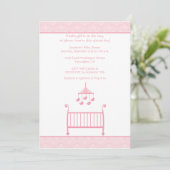 Trendy chic roze damask baby shower uitnodiging (Staand voorkant)
