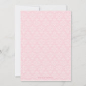 Trendy chic roze damask baby shower uitnodiging (Achterkant)