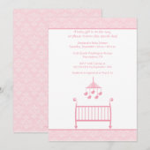 Trendy chic roze damask baby shower uitnodiging (Voorkant / Achterkant)