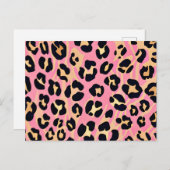 Trendy Chic Roze Perzik Luipaard Dierenprint Feestdagenkaart (Voorkant / Achterkant)
