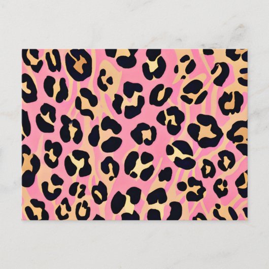 Trendy Chic Roze Perzik Luipaard Dierenprint Feestdagenkaart (Voorkant)
