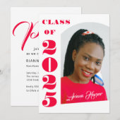 Trendy Chic Roze Script Afstudeer Open Huis Kaart (Voorkant / Achterkant)