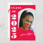 Trendy Chic Script Roze Afstudeerfeest Kaart (Voorkant / Achterkant)