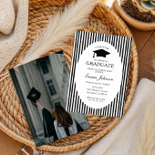 Trendy Chic Strik Minimaal Streep  Afstuderen Kaart