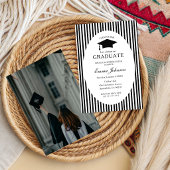 Trendy Chic Strik Minimaal Streep  Afstuderen Kaart