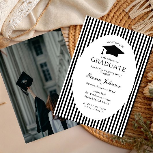 Trendy Chic Strik Minimaal Streep  Afstuderen Kaart