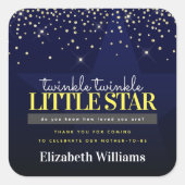 Trendy Chic Twinkle Little Star Baby shower Vierkante Sticker (Voorkant)