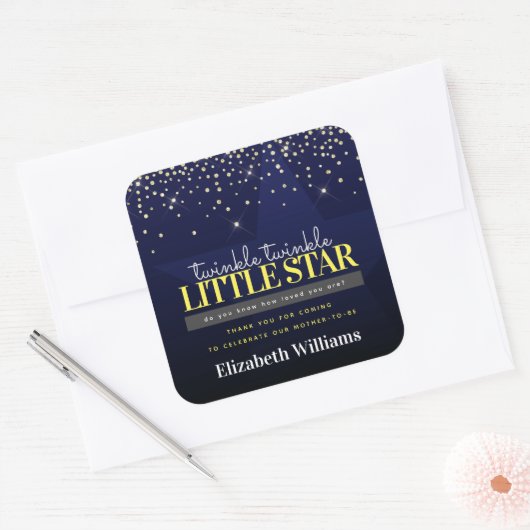 Trendy Chic Twinkle Little Star Baby shower Vierkante Sticker (Envelop)