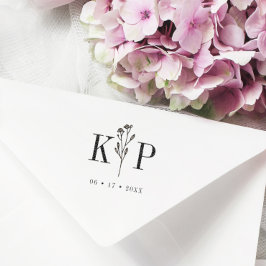 Trendy Chic Wedding Wildflower Initialen Monogram Rubberstempel