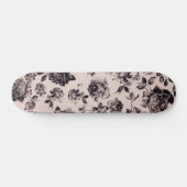 Trendy Chic White en Black Elegant Floral Persoonlijk Skateboard (Horizontaal)