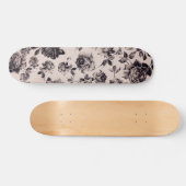 Trendy Chic White en Black Elegant Floral Persoonlijk Skateboard (Horizontaal)