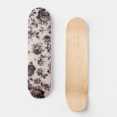 Trendy Chic White en Black Elegant Floral Persoonlijk Skateboard (Voorkant)