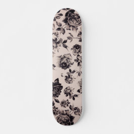Trendy Chic White en Black Elegant Floral Persoonlijk Skateboard