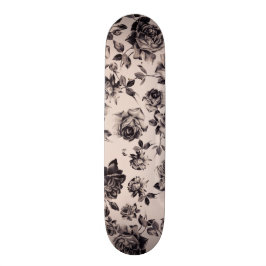 Trendy Chic White en Black Elegant Floral Persoonlijk Skateboard