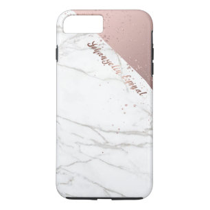 Trendy Chic White Marble Roos Gold persoonlijke iPhone 8/7 Plus Hoesje